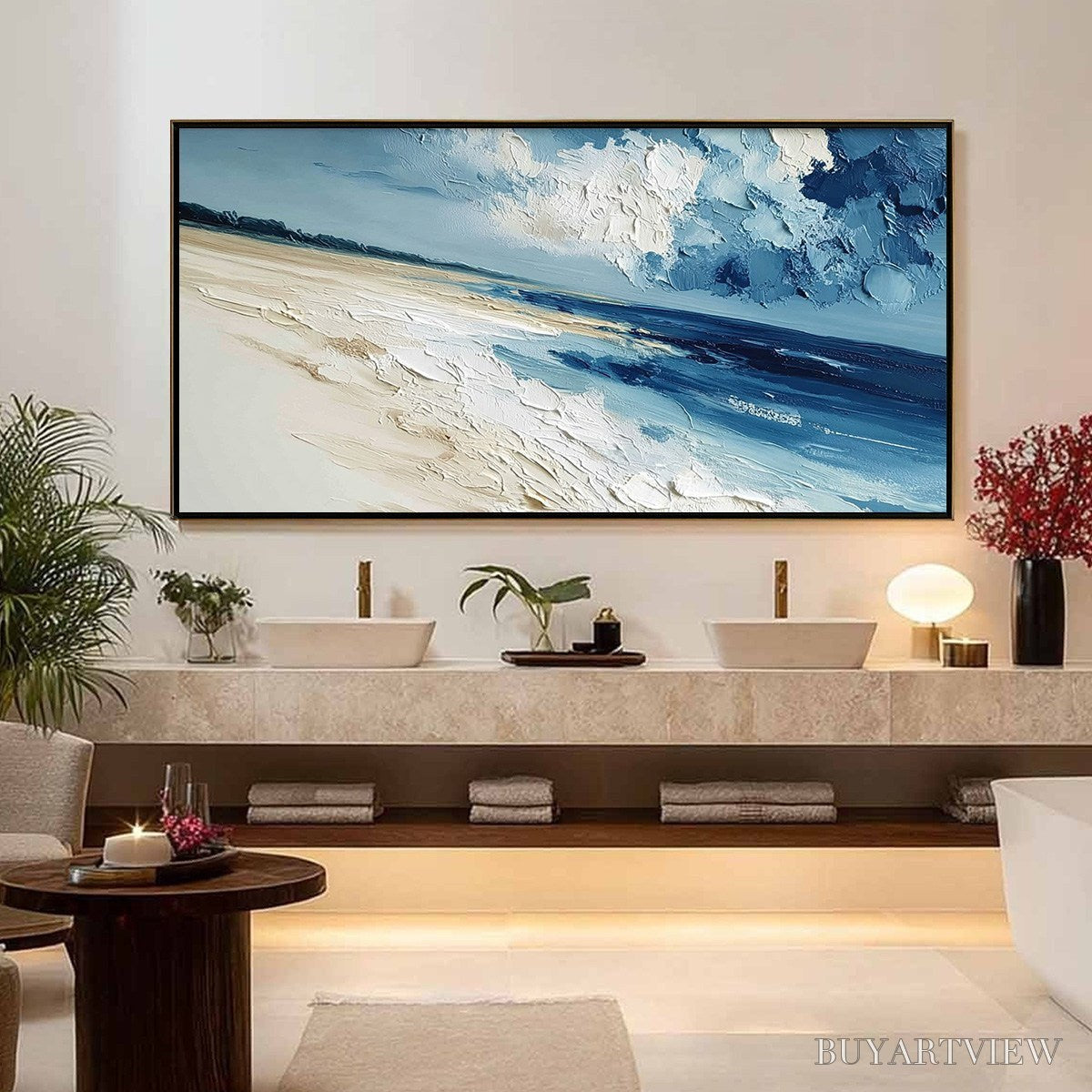 ARTOVITAS Tidal Whisper – Textured Impasto Seascape Oil Painting for Coastal Decor - image 4