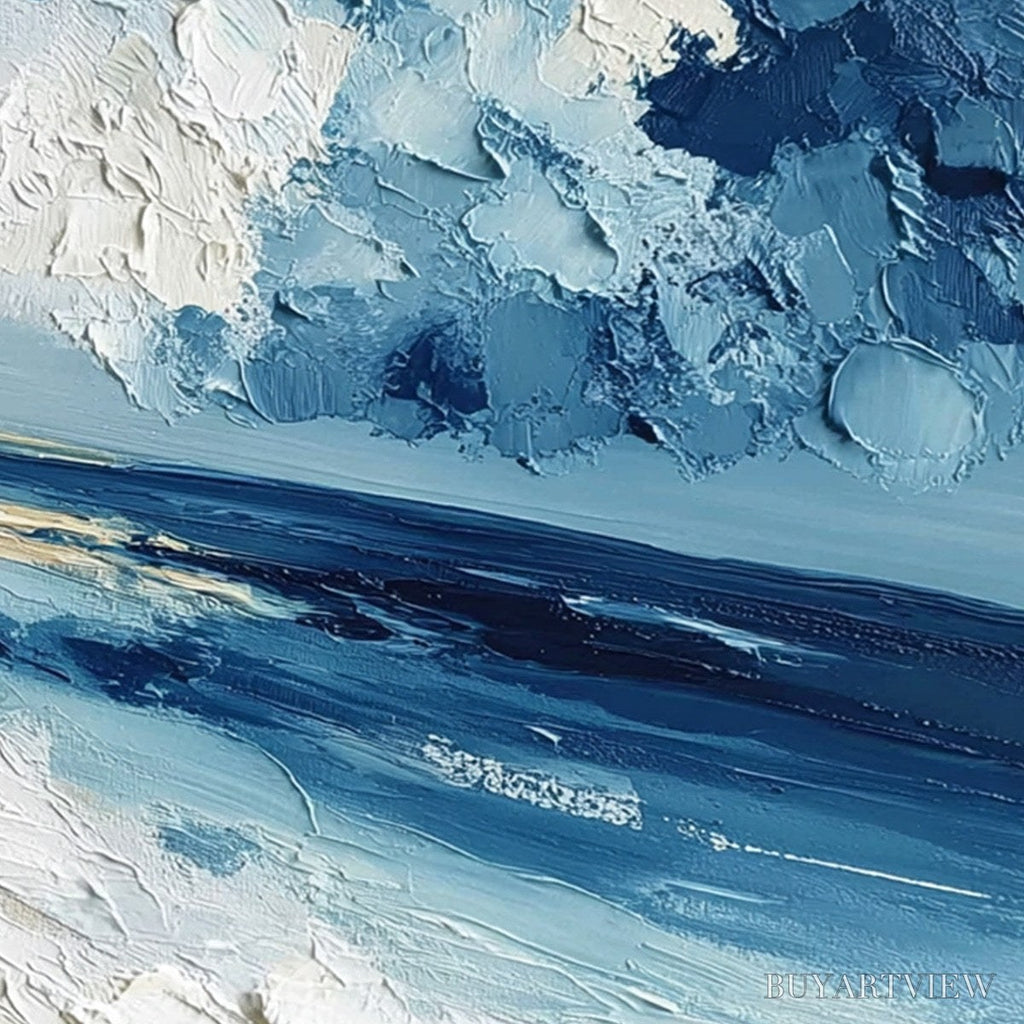 ARTOVITAS Tidal Whisper – Textured Impasto Seascape Oil Painting for Coastal Decor - image 5
