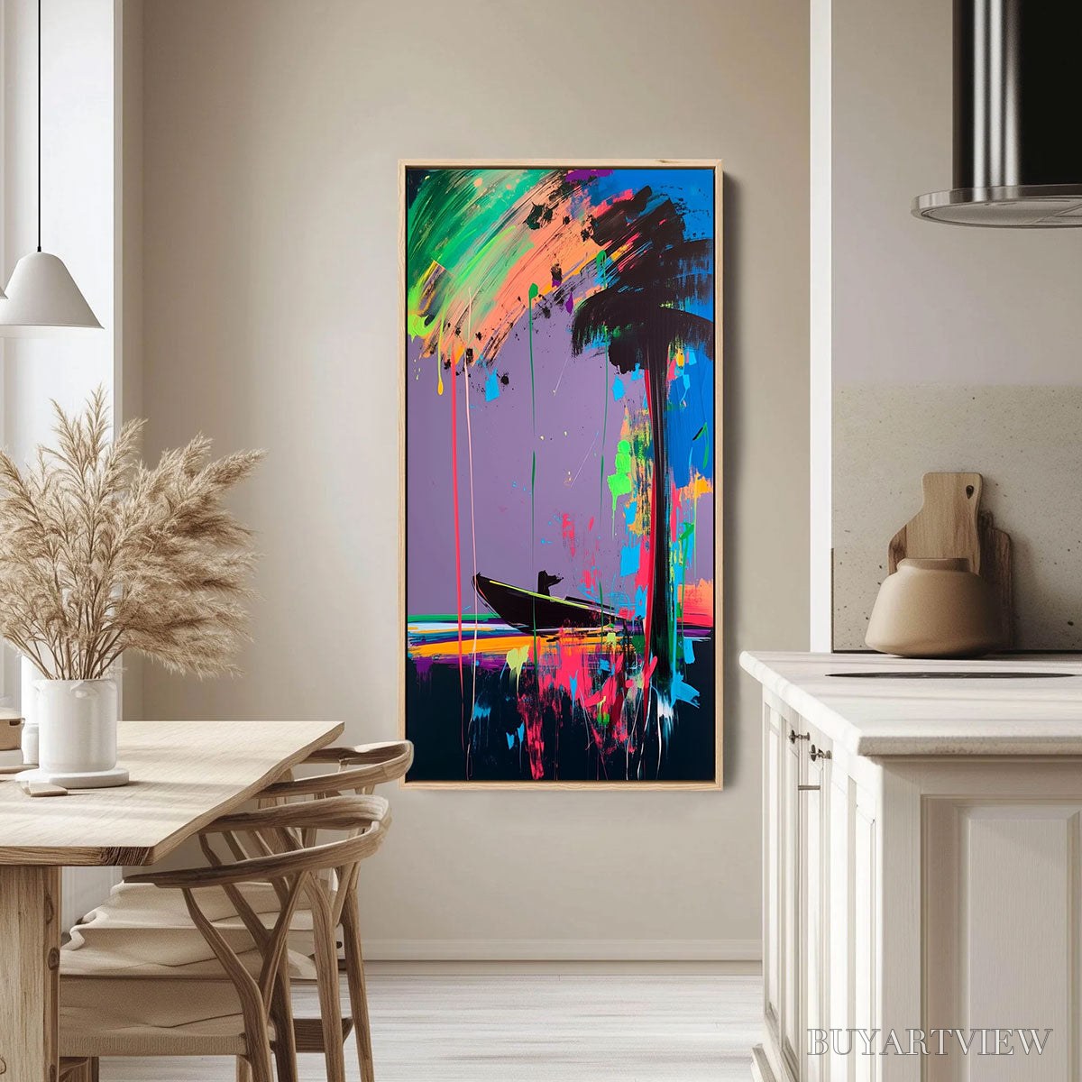 ARTOVITAS Vivid Voyage – Colorful Vertical Abstract Seascape Painting - image 2