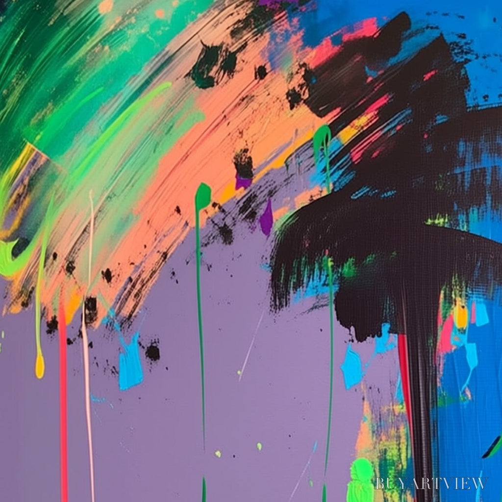 ARTOVITAS Vivid Voyage – Colorful Vertical Abstract Seascape Painting - image 3