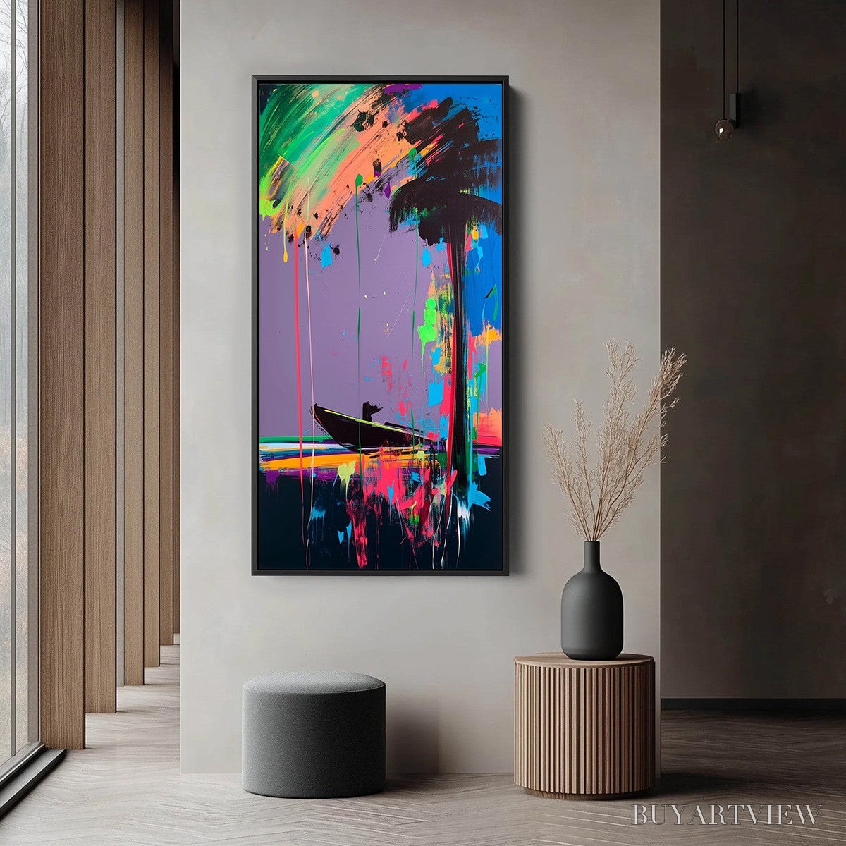 ARTOVITAS Vivid Voyage – Colorful Vertical Abstract Seascape Painting - image 4