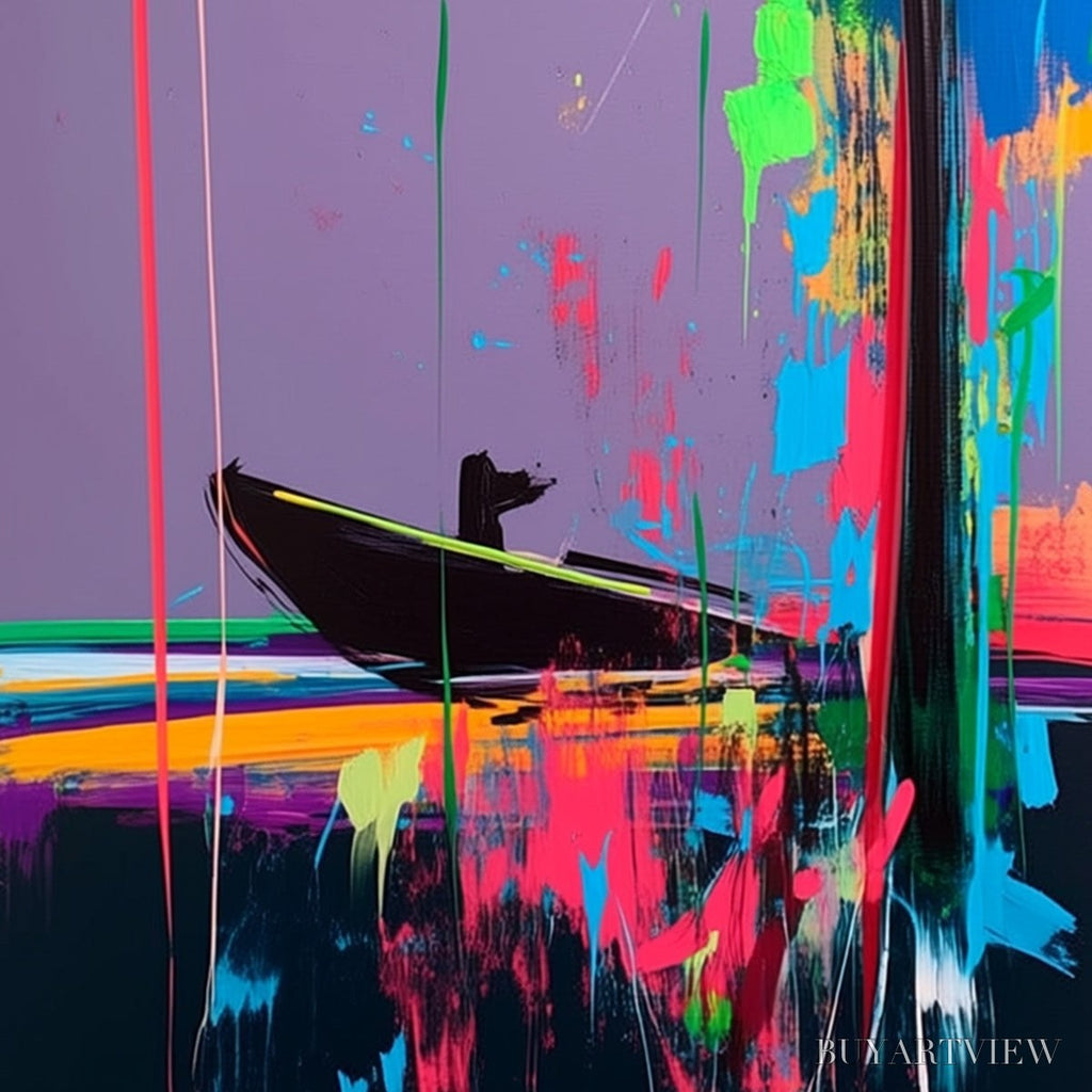 ARTOVITAS Vivid Voyage – Colorful Vertical Abstract Seascape Painting - image 5