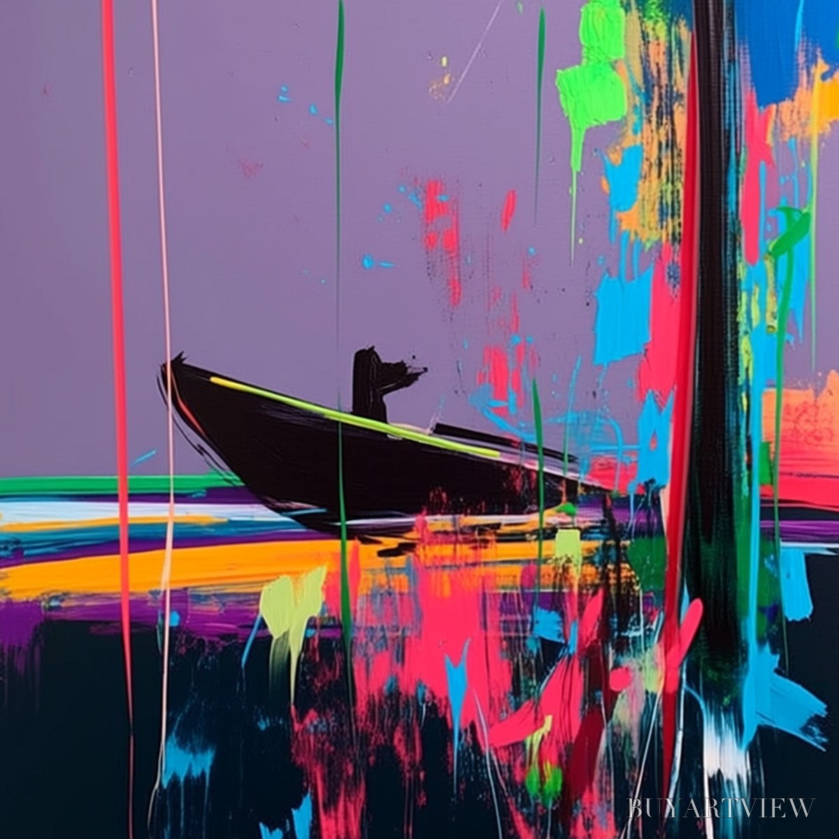 ARTOVITAS Vivid Voyage – Colorful Vertical Abstract Seascape Painting - image 5