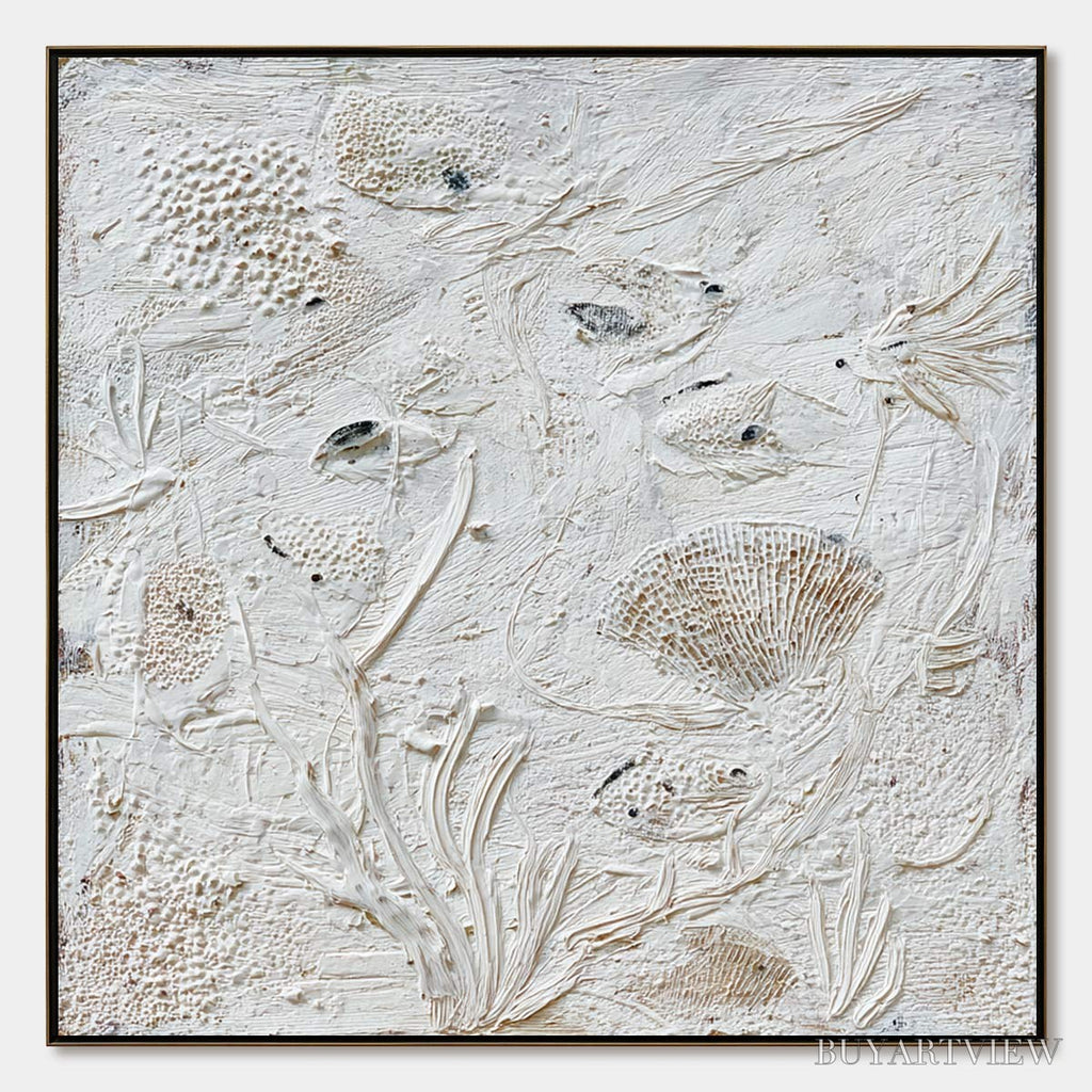 ARTOVITAS Tidal Relics – Textured Wabi Sabi Abstract Ocean Painting - image 1