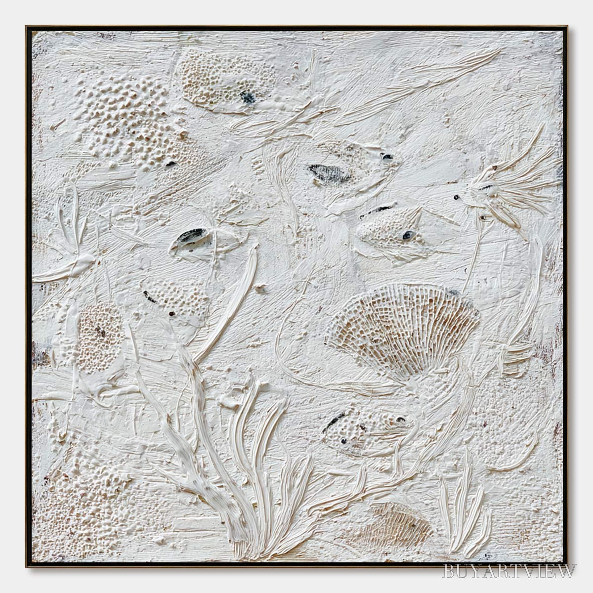 ARTOVITAS Tidal Relics – Textured Wabi Sabi Abstract Ocean Painting - image 1