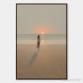 ARTOVITAS Golden Hour Solace – Minimalist Wabi Sabi Beach Scene Oil Painting - image 1