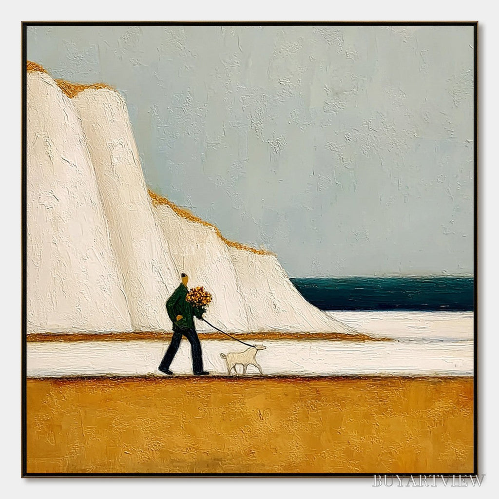 ARTOVITAS Coastal Devotion – Textured Wabi Sabi Seascape Oil Painting - image 1