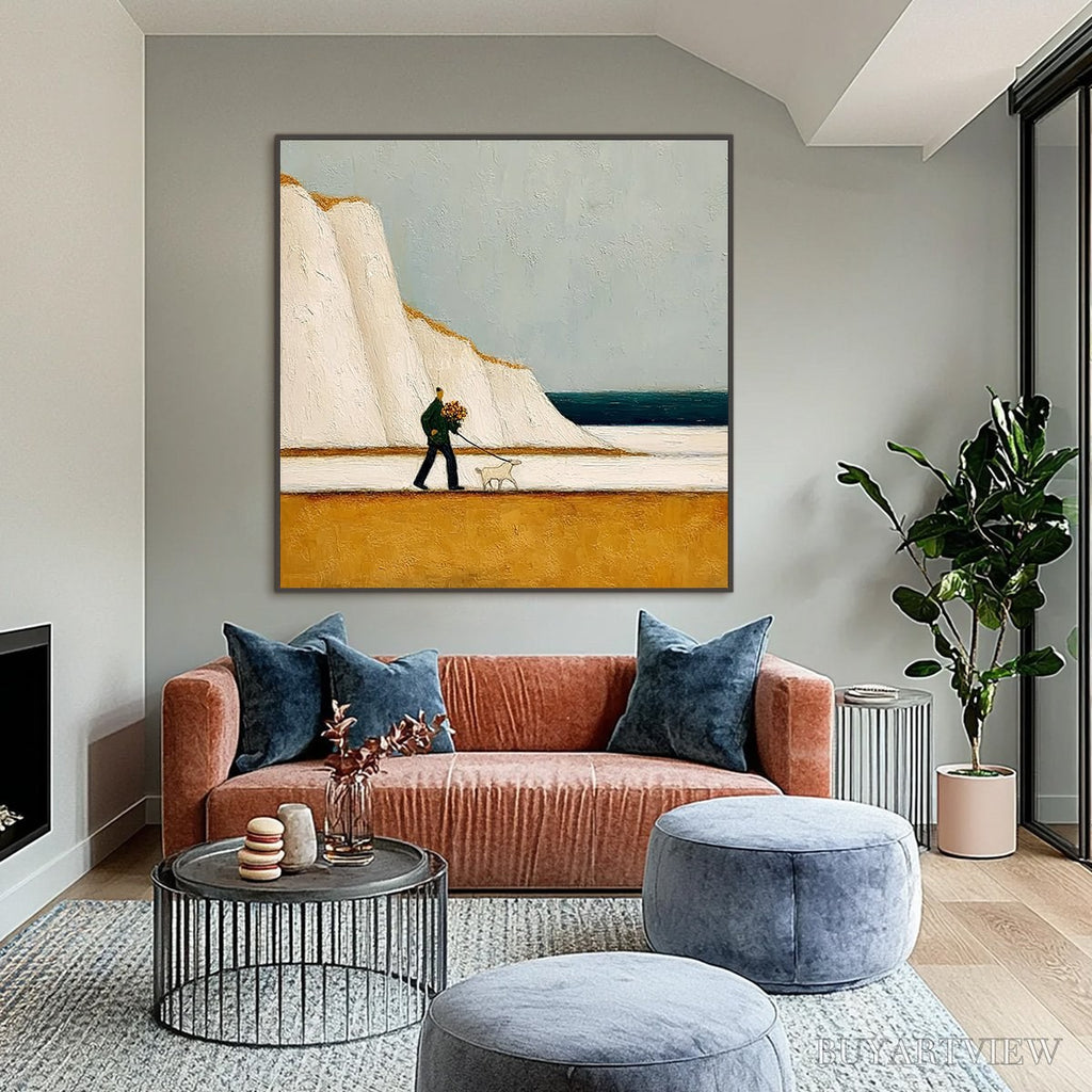 ARTOVITAS Coastal Devotion – Textured Wabi Sabi Seascape Oil Painting - image 2