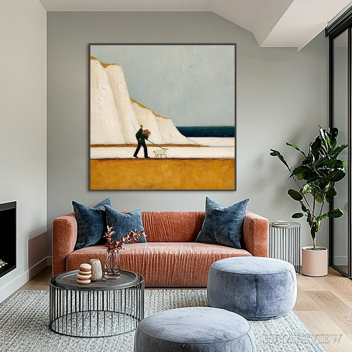 ARTOVITAS Coastal Devotion – Textured Wabi Sabi Seascape Oil Painting - image 2