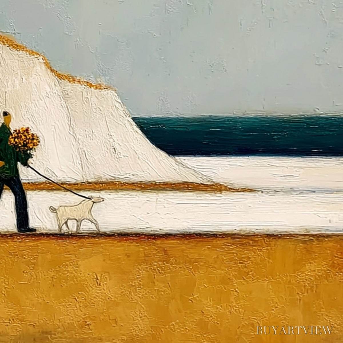 ARTOVITAS Coastal Devotion – Textured Wabi Sabi Seascape Oil Painting - image 3