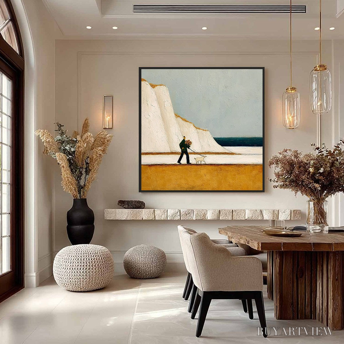 ARTOVITAS Coastal Devotion – Textured Wabi Sabi Seascape Oil Painting - image 4