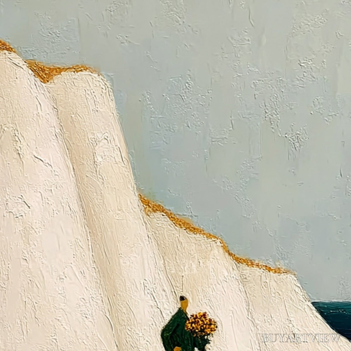 ARTOVITAS Coastal Devotion – Textured Wabi Sabi Seascape Oil Painting - image 5