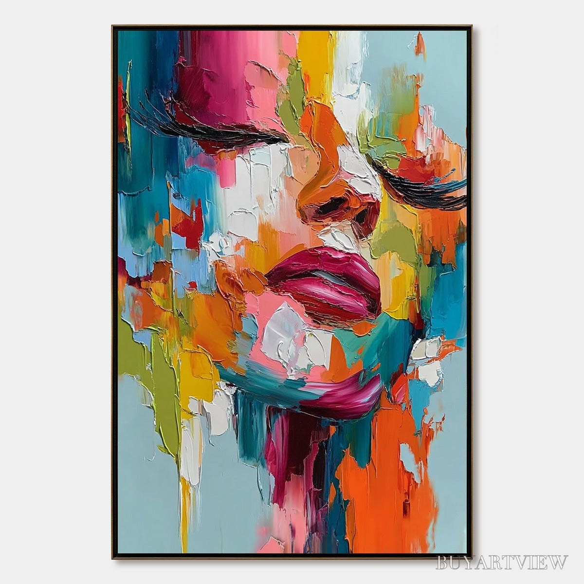 ARTOVITAS Vivid Dream – Colorful Abstract Impasto Portrait Painting - image 1