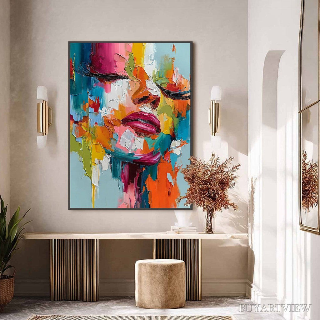 ARTOVITAS Vivid Dream – Colorful Abstract Impasto Portrait Painting - image 2