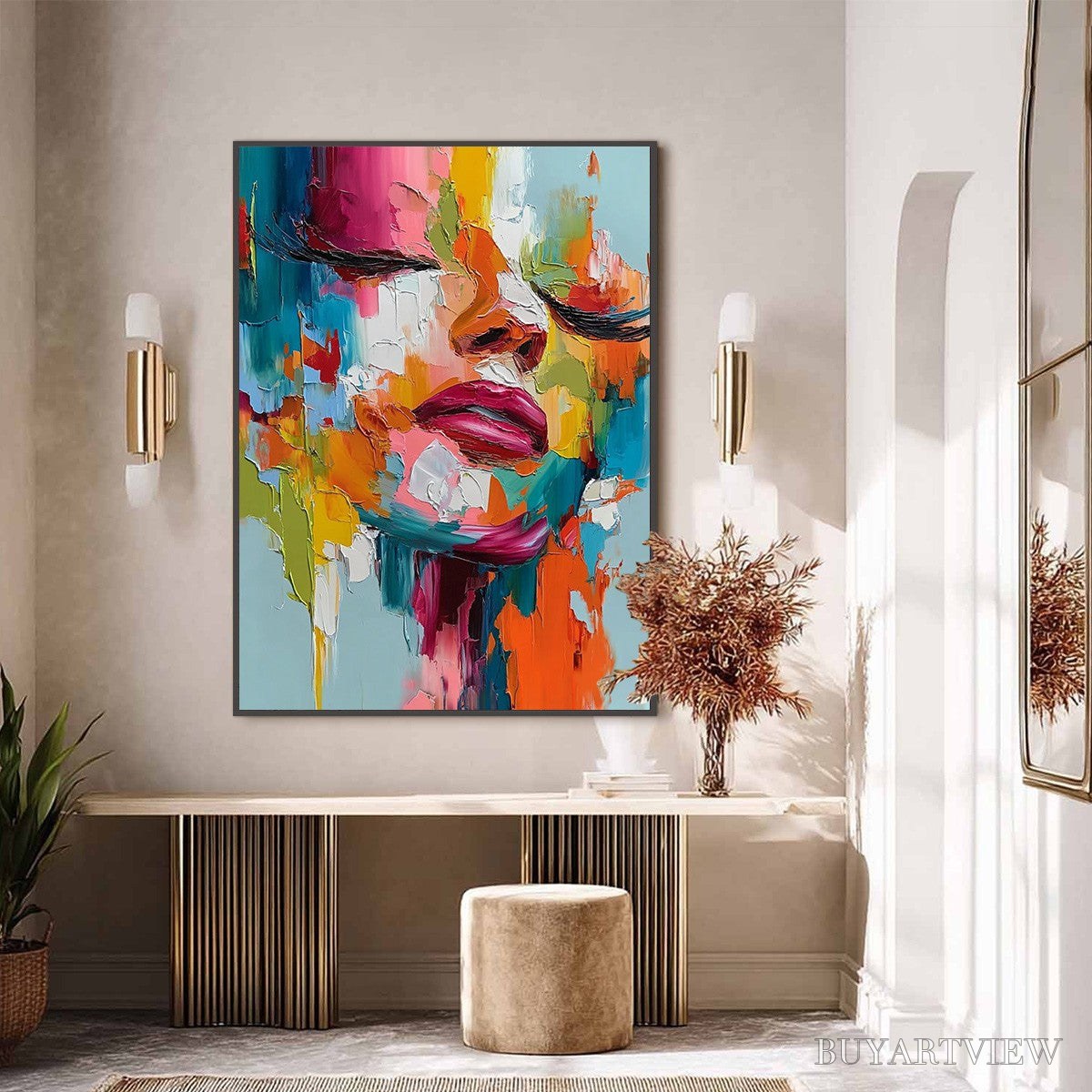 ARTOVITAS Vivid Dream – Colorful Abstract Impasto Portrait Painting - image 2