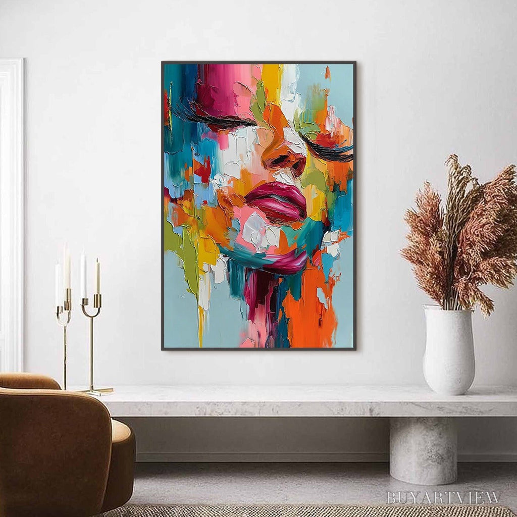 ARTOVITAS Vivid Dream – Colorful Abstract Impasto Portrait Painting - image 4