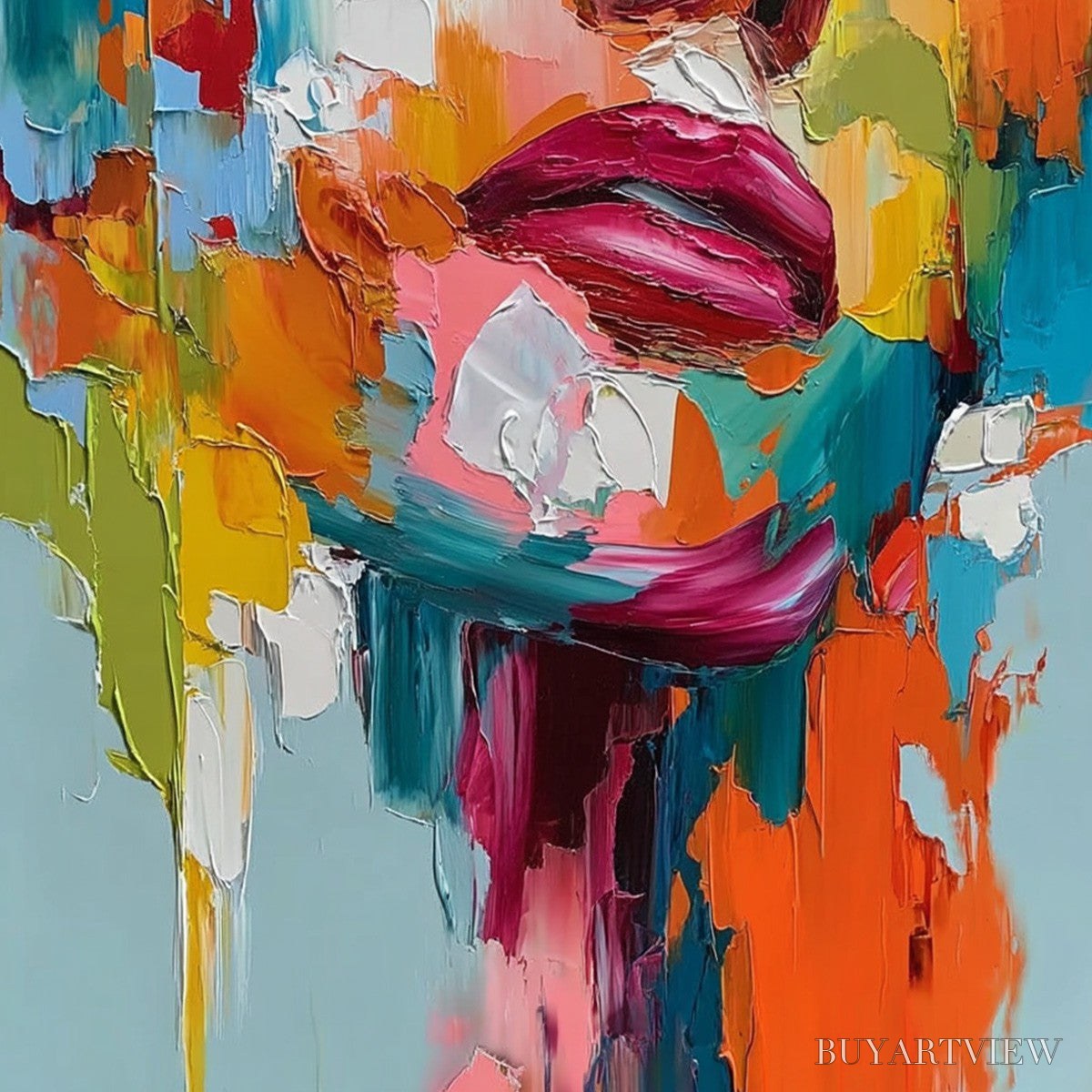 ARTOVITAS Vivid Dream – Colorful Abstract Impasto Portrait Painting - image 5