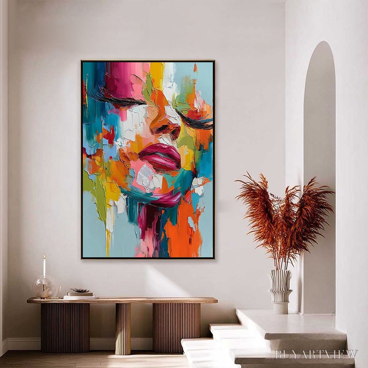 ARTOVITAS Vivid Dream – Colorful Abstract Impasto Portrait Painting - image 6