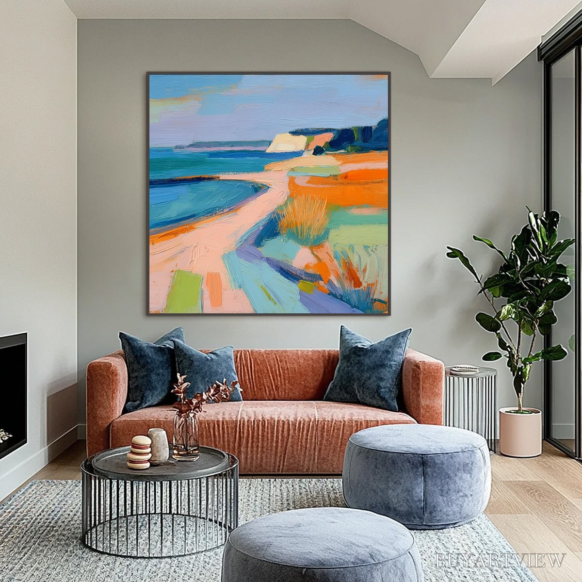 ARTOVITAS Coastal Glow – Textured Impasto Seascape Oil Painting for Coastal Decor - image 2