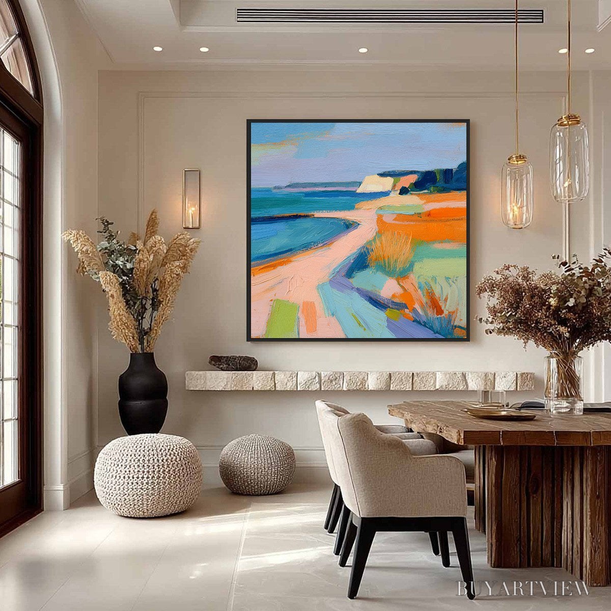 ARTOVITAS Coastal Glow – Textured Impasto Seascape Oil Painting for Coastal Decor - image 4