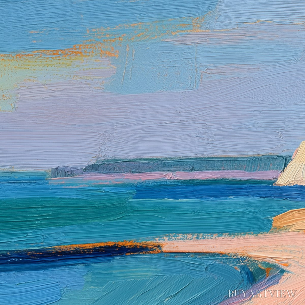 ARTOVITAS Coastal Glow – Textured Impasto Seascape Oil Painting for Coastal Decor - image 5
