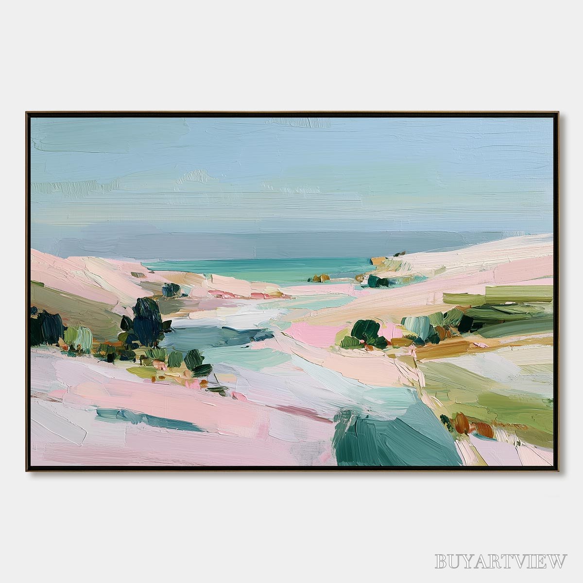 ARTOVITAS Roseate Shore Abstract Beach Painting | Textured Coastal - image 1