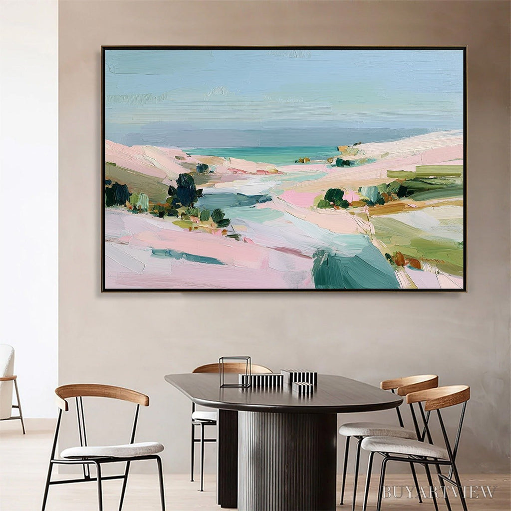 ARTOVITAS Roseate Shore Abstract Beach Painting | Textured Coastal - image 2