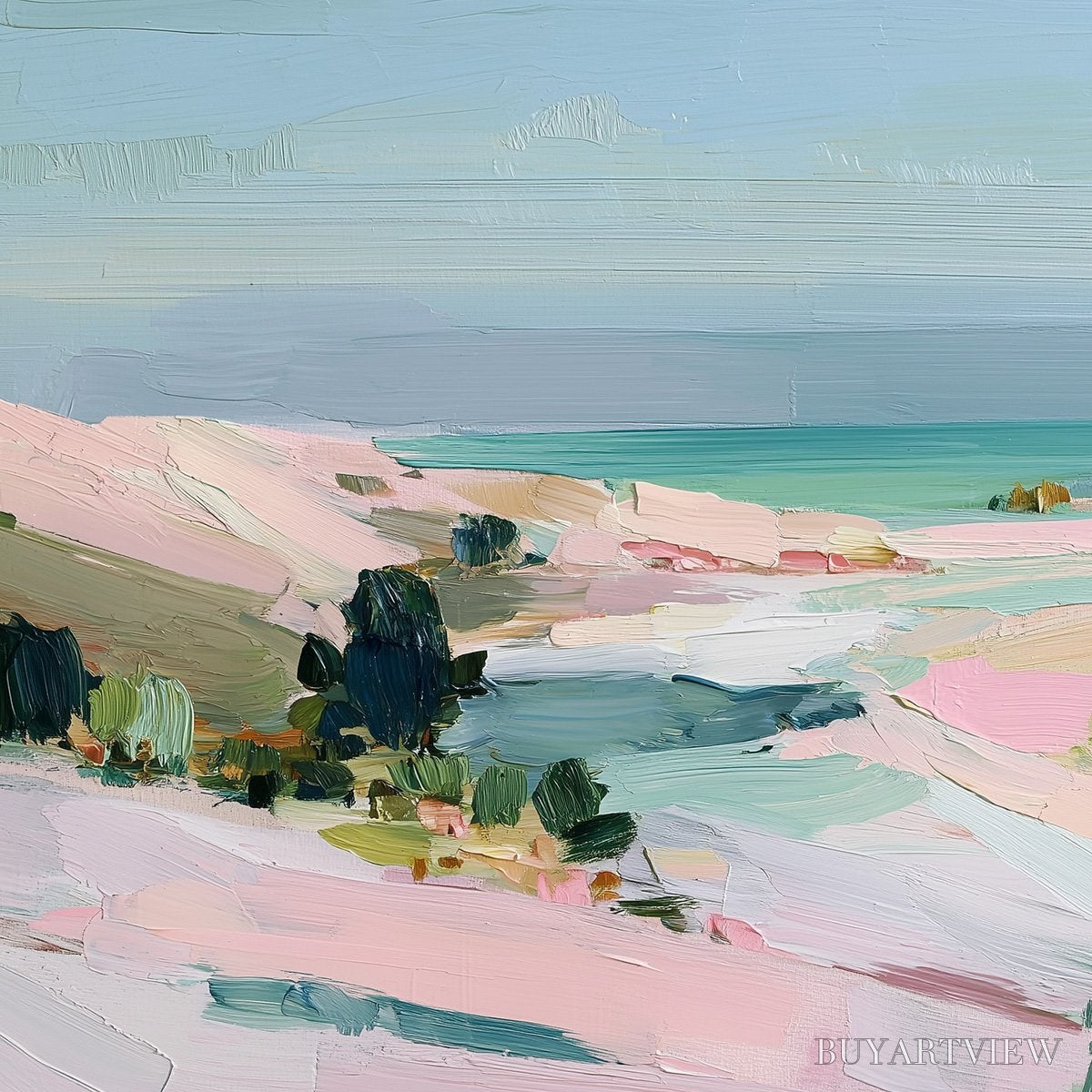 ARTOVITAS Roseate Shore Abstract Beach Painting | Textured Coastal - image 3
