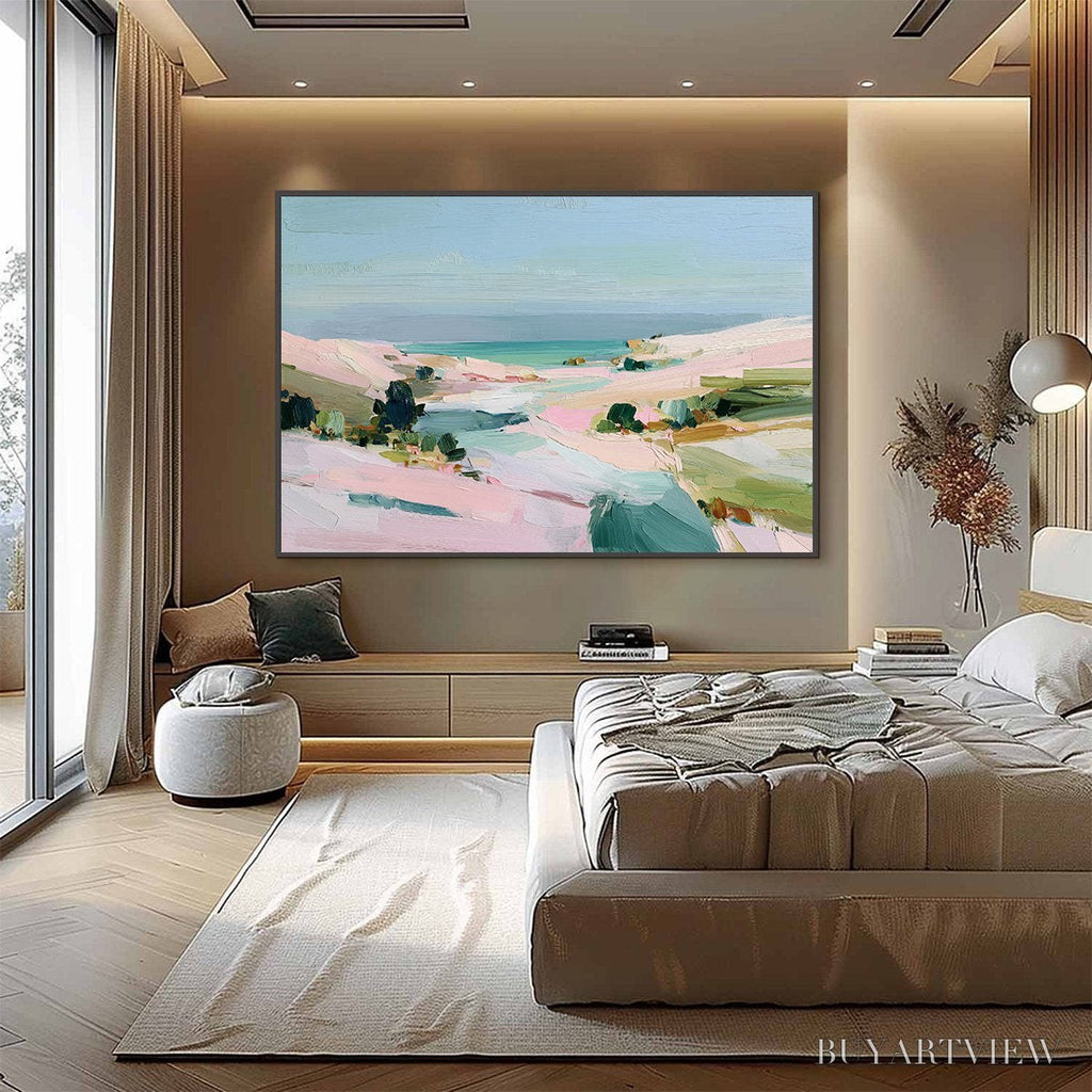 ARTOVITAS Roseate Shore Abstract Beach Painting | Textured Coastal - image 4