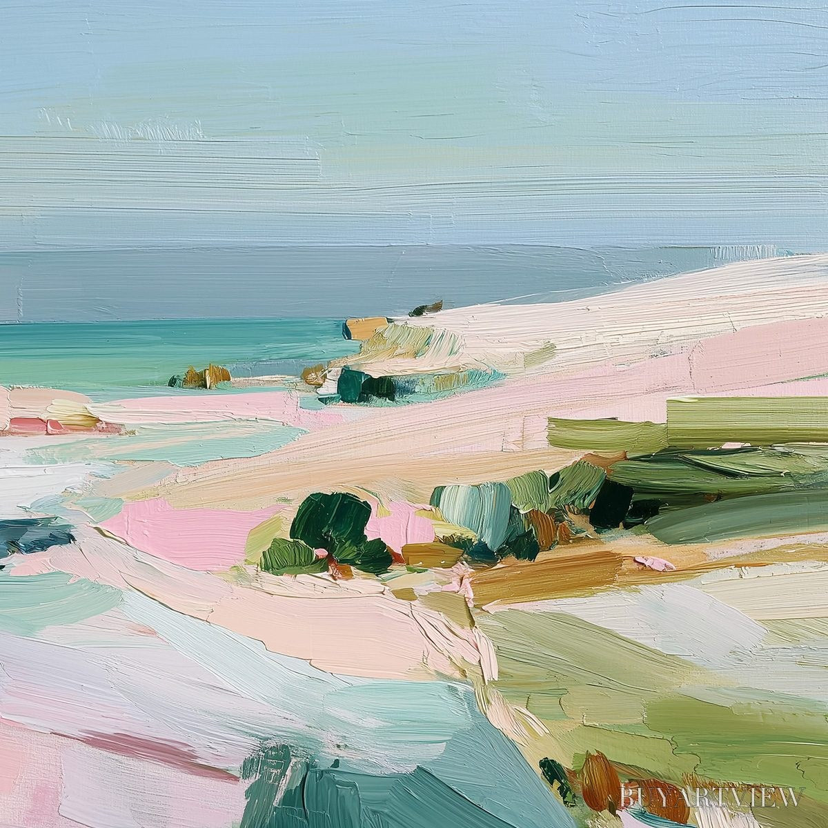 ARTOVITAS Roseate Shore Abstract Beach Painting | Textured Coastal - image 5