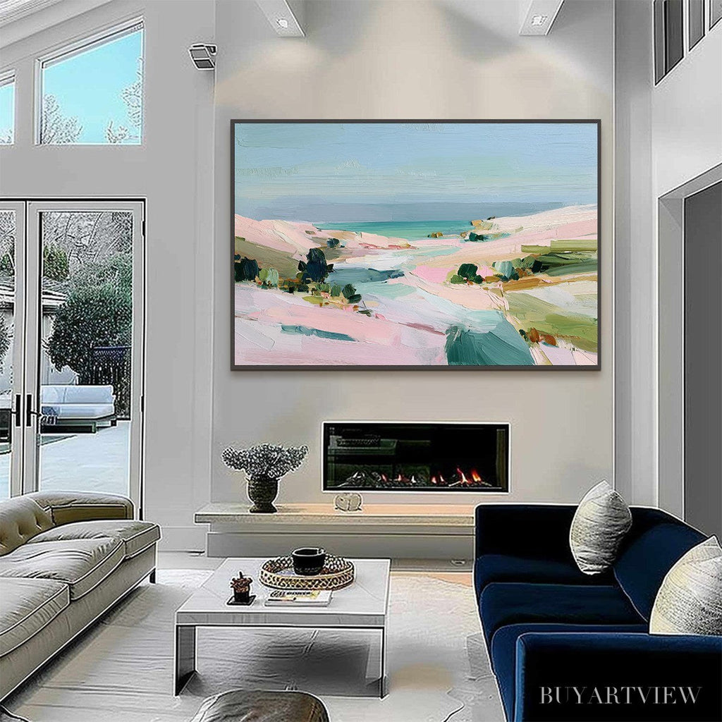 ARTOVITAS Roseate Shore Abstract Beach Painting | Textured Coastal - image 6
