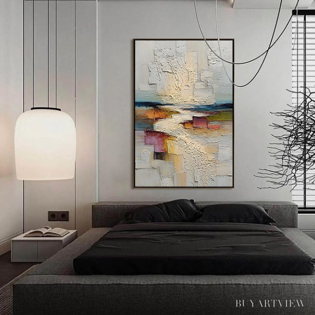 ARTOVITAS Horizon'S Embrace – Heavily Textured Vertical Abstract Seascape Painting - image 4