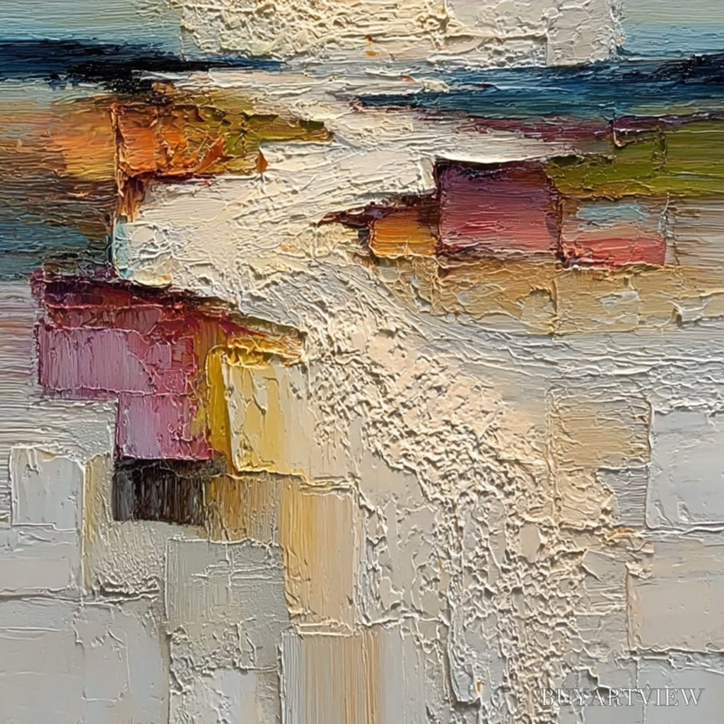 ARTOVITAS Horizon'S Embrace – Heavily Textured Vertical Abstract Seascape Painting - image 5