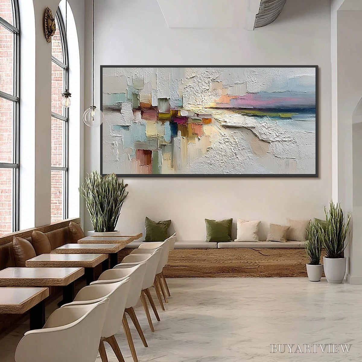 ARTOVITAS Horizon'S Embrace – Heavily Textured Abstract Seascape Oil Painting - image 6