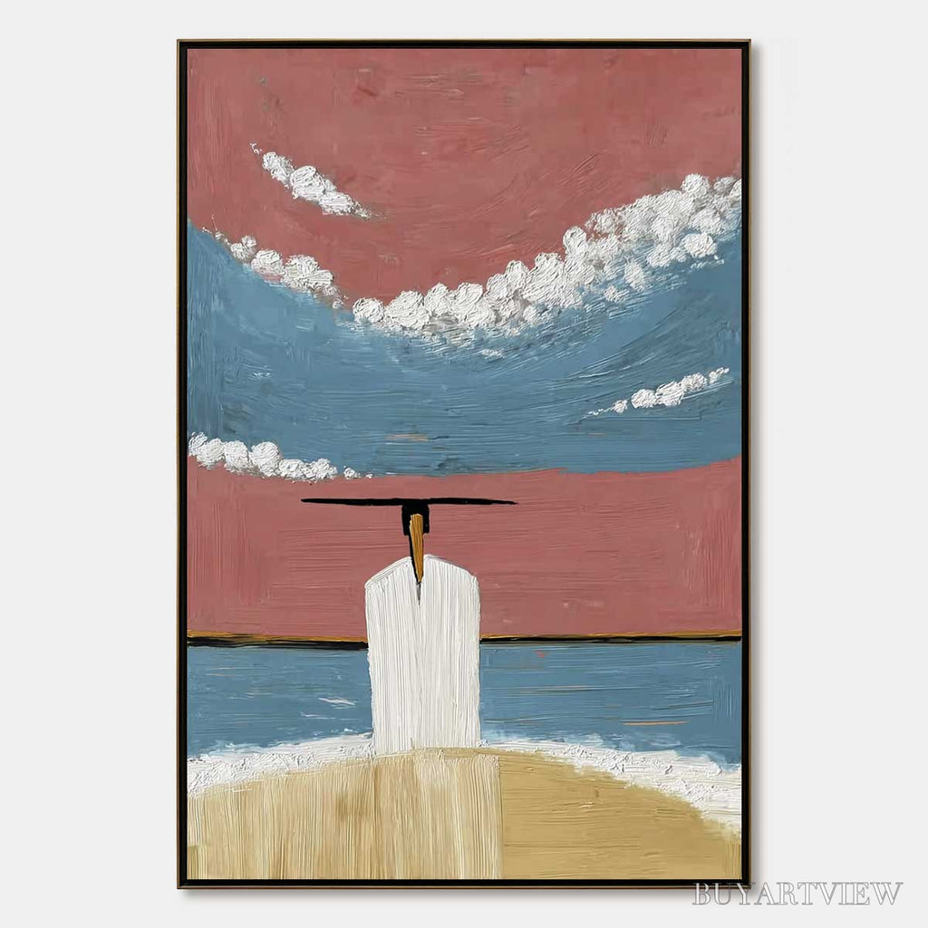 ARTOVITAS Horizon'S Edge – Textured Minimalist Abstract Seascape Painting - image 1