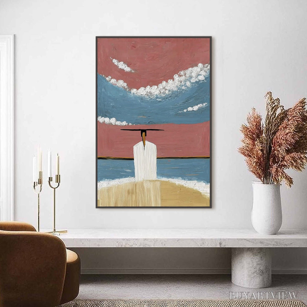 ARTOVITAS Horizon'S Edge – Textured Minimalist Abstract Seascape Painting - image 2