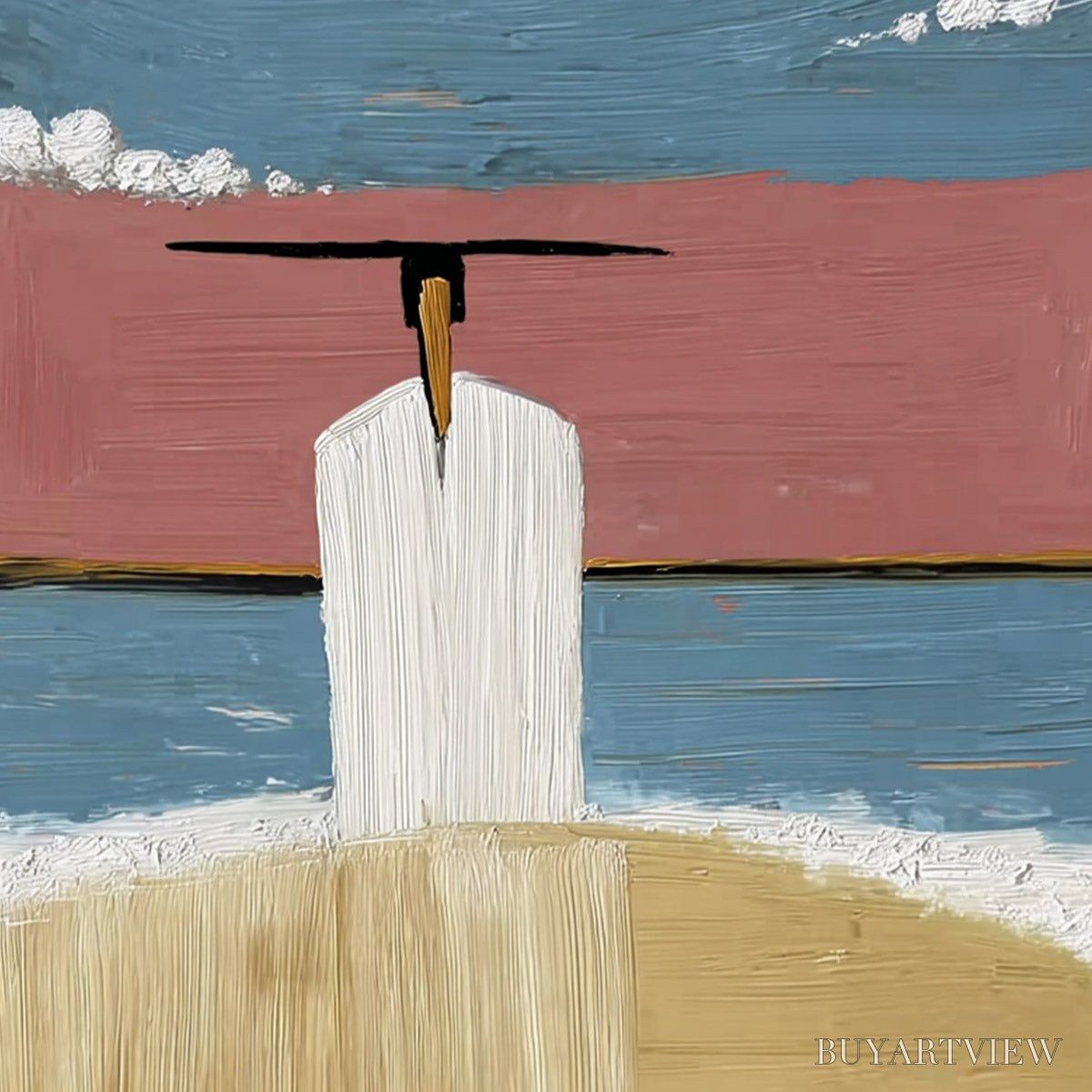 ARTOVITAS Horizon'S Edge – Textured Minimalist Abstract Seascape Painting - image 3