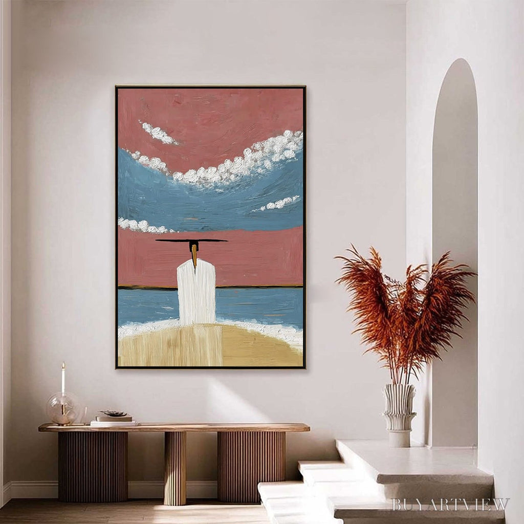 ARTOVITAS Horizon'S Edge – Textured Minimalist Abstract Seascape Painting - image 4