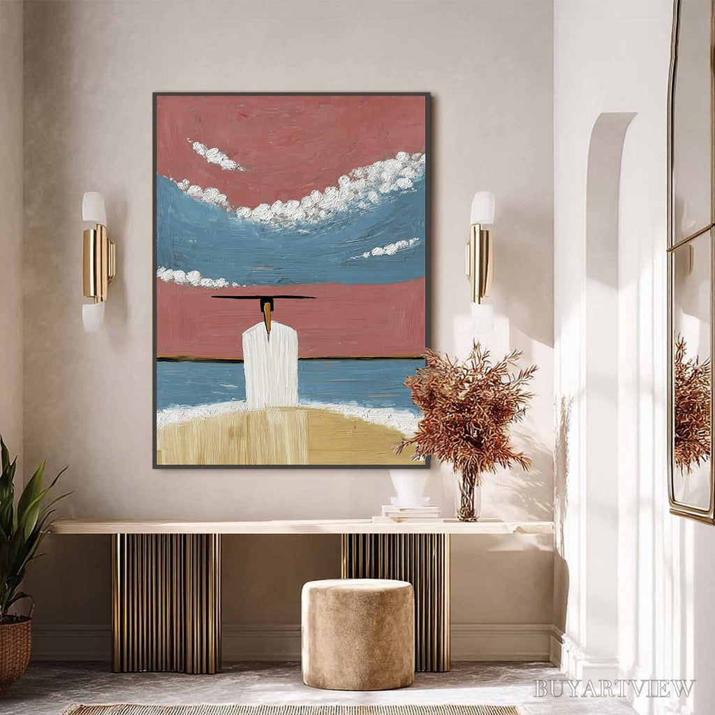 ARTOVITAS Horizon'S Edge – Textured Minimalist Abstract Seascape Painting - image 6