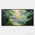 ARTOVITAS Emerald Overlook – Textured Palette Knife Seascape Forest Painting - image 1