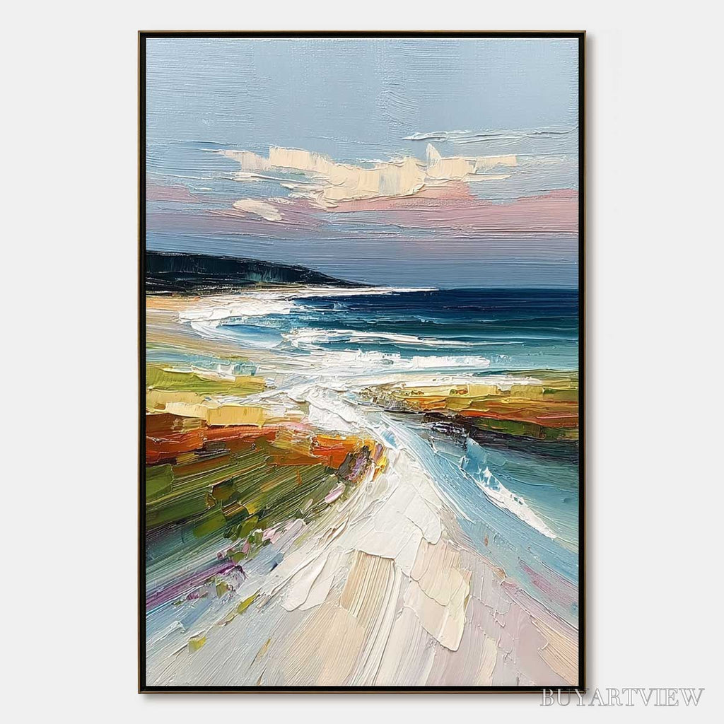 ARTOVITAS Coastal Embrace – Textured Impasto Seascape Oil Painting - image 1