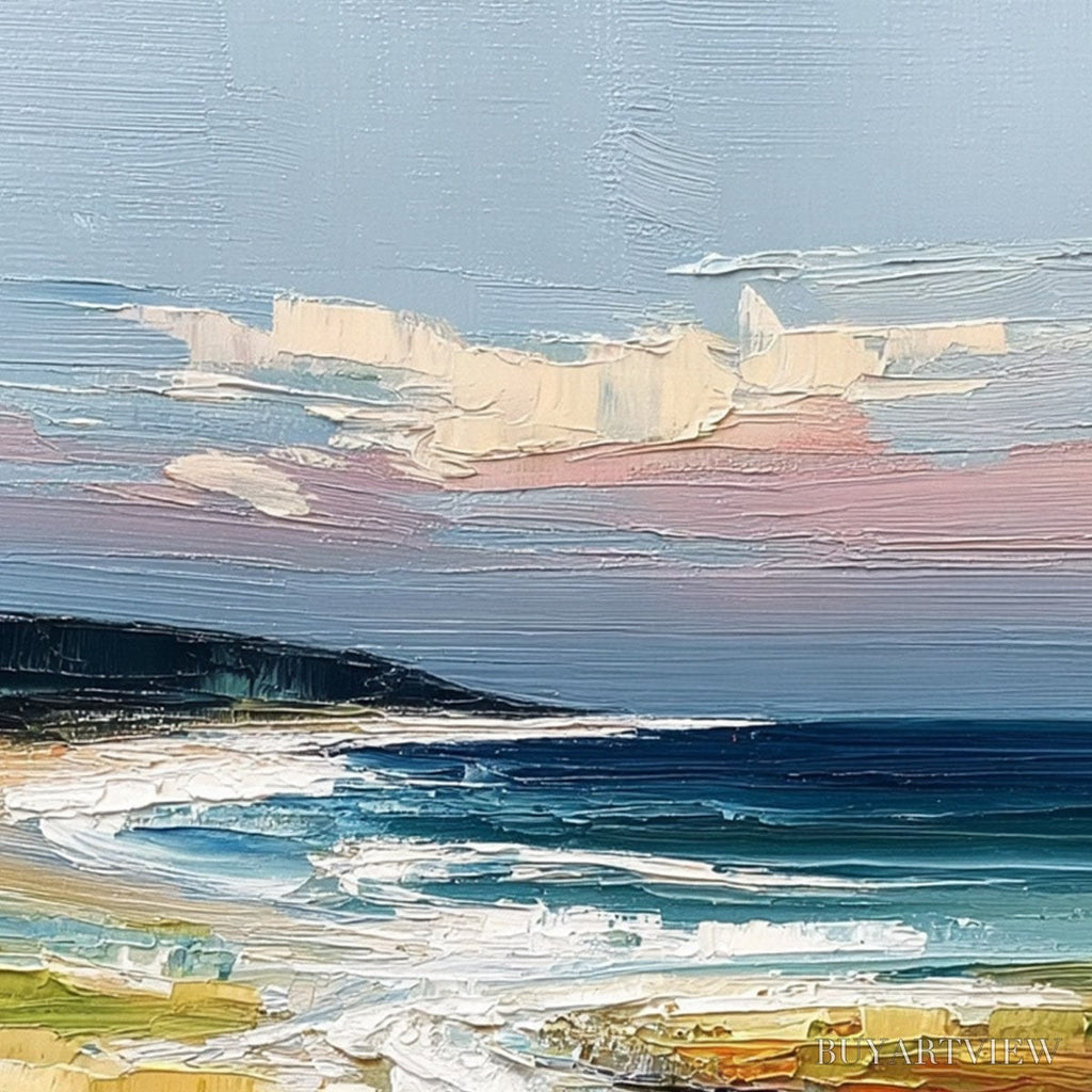 ARTOVITAS Coastal Embrace – Textured Impasto Seascape Oil Painting - image 3