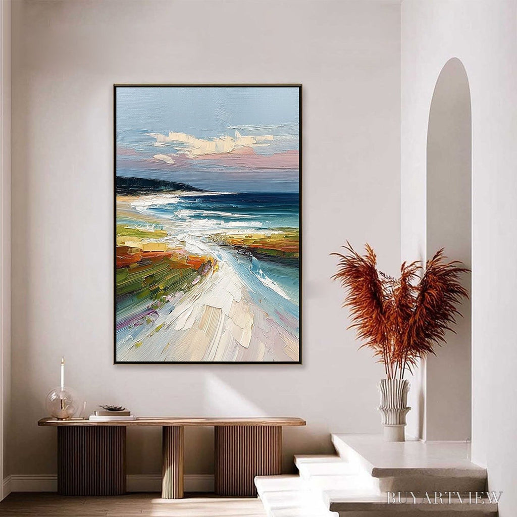 ARTOVITAS Coastal Embrace – Textured Impasto Seascape Oil Painting - image 4