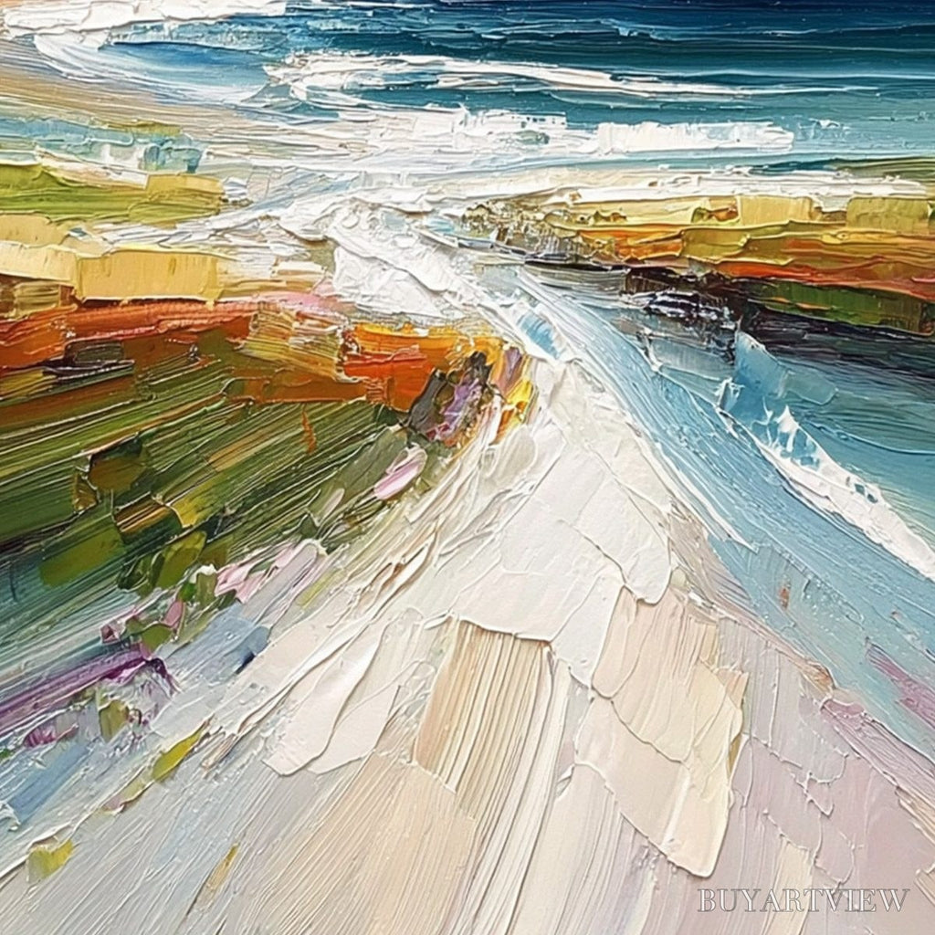 ARTOVITAS Coastal Embrace – Textured Impasto Seascape Oil Painting - image 5
