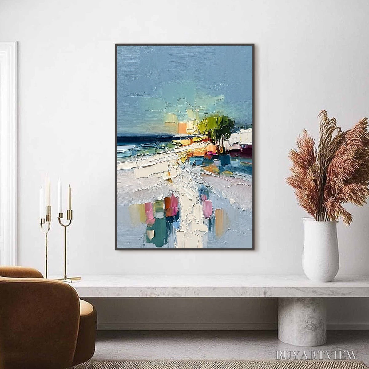 ARTOVITAS Coastal Path – Textured Palette Knife Abstract Seascape Painting - image 2