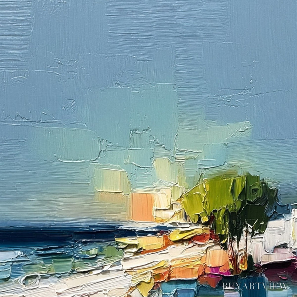 ARTOVITAS Coastal Path – Textured Palette Knife Abstract Seascape Painting - image 3