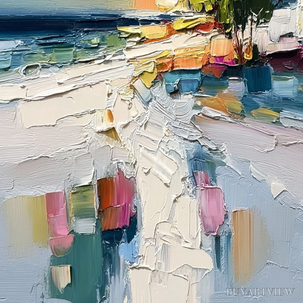 ARTOVITAS Coastal Path – Textured Palette Knife Abstract Seascape Painting - image 5