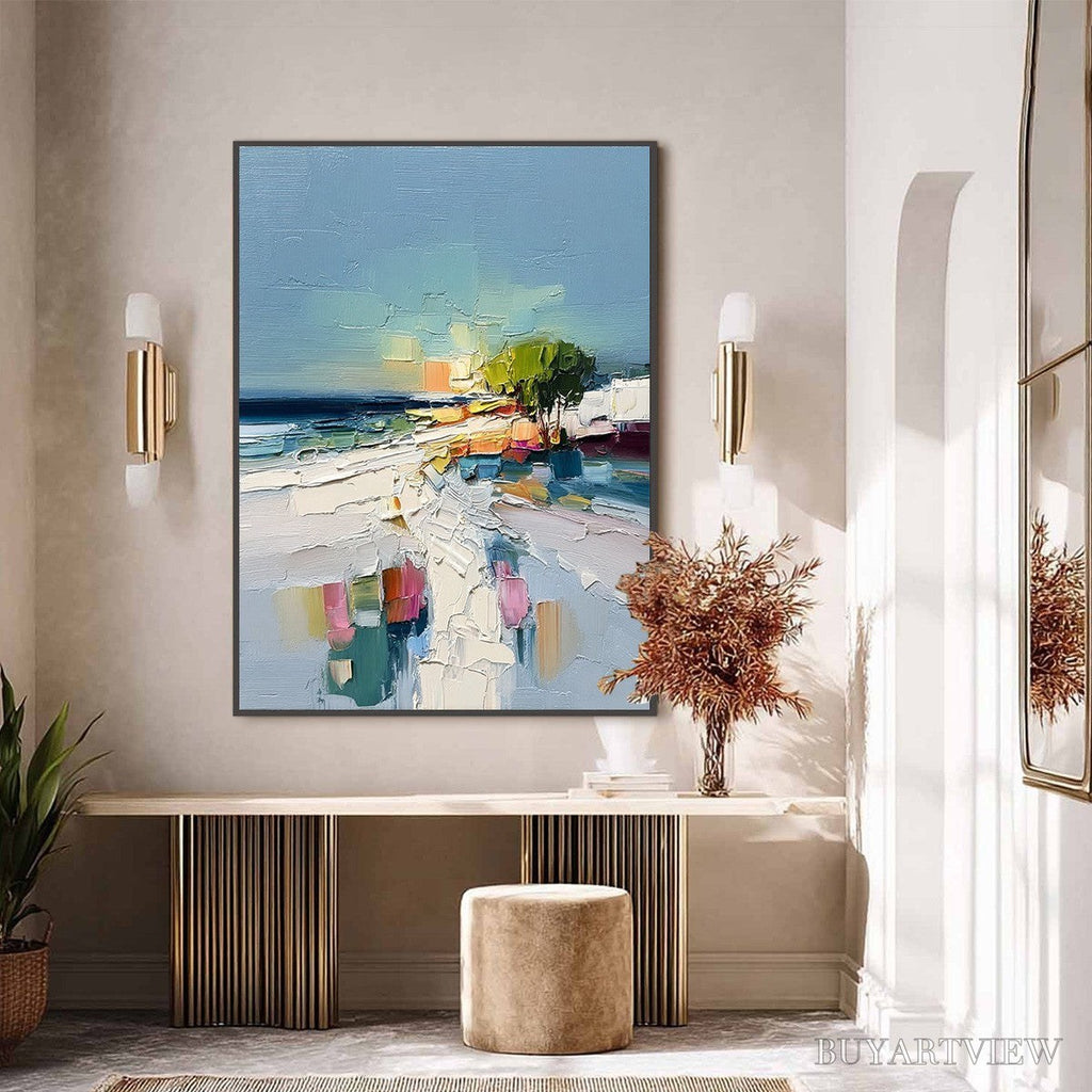ARTOVITAS Coastal Path – Textured Palette Knife Abstract Seascape Painting - image 6