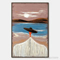 ARTOVITAS Coastal Reverie – Modern Wabi Sabi Style Figurative Beach Painting - image 1