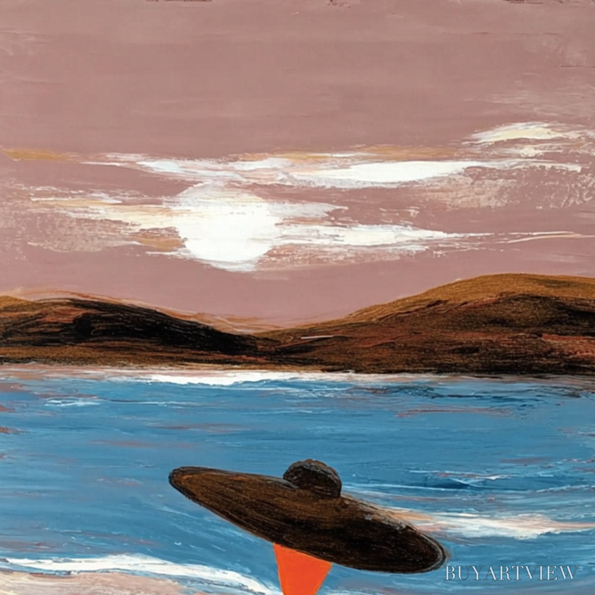 ARTOVITAS Coastal Reverie – Modern Wabi Sabi Style Figurative Beach Painting - image 3